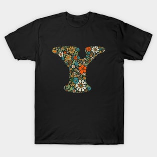 Hippie Floral Letter Y T-Shirt